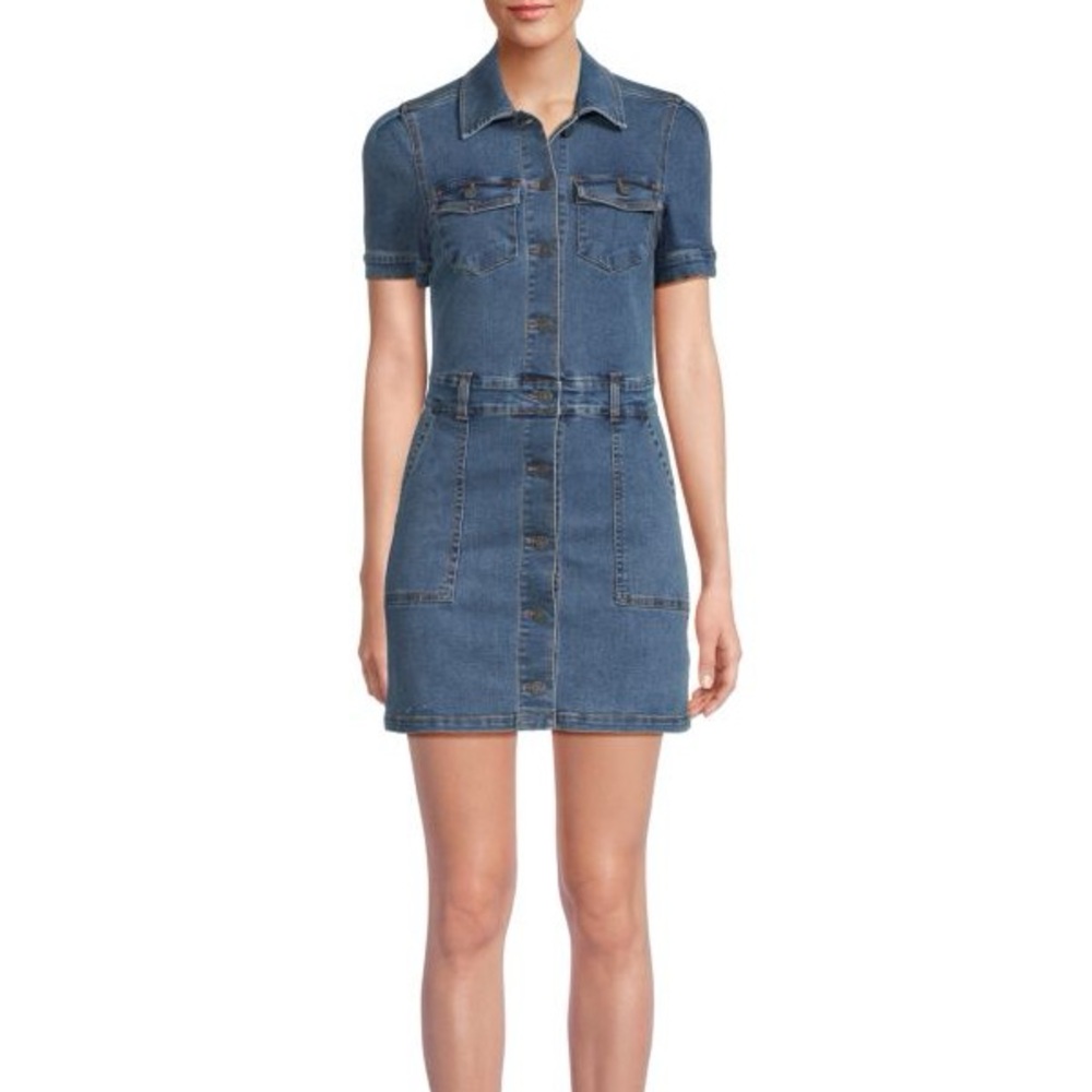 Habitual Short Sleeve Denim Mini Shirtdress